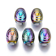 Electroplate Glass Beads, Barrel with Round Pattern, Colorful, 11x8mm, Hole: 1.2mm, about 200pcs/bag(EGLA-S197-14A-06)