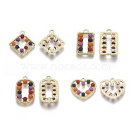 Alloy Pendants, with ABS Plastic Imitation Pearl, Mixed Shapes, Colorful, Light Gold, 19.5~24.54x12.5~21x4mm, Hole: 1.8mm, 8pcs/set(PALLOY-X0037-55LG)