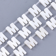 Freshwater Shell Beads, Top Drilled Beads, Letter.M, 10x9x3mm, Hole: 0.8mm(X-SHEL-T012-59M)