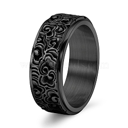 Rotatable Tainless Steel Finger Ring, Cloud for Men, Black, US Size 13(22.2mm)(PW-WG99EDB-21)