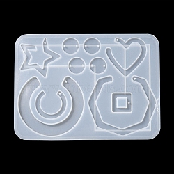 Geometry Pendant & Links Silicone Molds, Resin Casting Molds, For DIY UV Resin, Epoxy Resin Earring Jewelry Making, White, 144x106x5mm(DIY-YW0006-70)