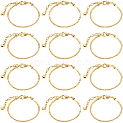 14Pcs Brass European Style Bracelet Making, with Iron Extender Chain & Heart Tag, Golden, 7-5/8 inch(19.5cm)(MAK-SP0001-02)