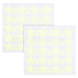 Star Fluorescent PVC Wall Stickers, Self-adhesive Glow in the Dark Decals, for Kids' Room Wall Decorations, Green Yellow, 200x200x0.4mm, Stickers: 25x25mm & 50x50mm, 35pcs/sheet(DIY-WH0308-235)