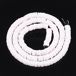 Flat Round Handmade Polymer Clay Bead Spacers, PapayaWhip, 3x1mm, Hole: 1mm, about 380~400pcs/strand, 17.7 inch(CLAY-R067-3.0mm-16)