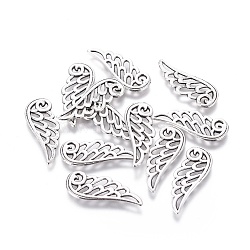 Tibetan Style Alloy Pendants, Wing, Cadmium Free & Lead Free, Antique Silver, 24x9.5x1.5mm, Hole: 1.5mm(LF10839Y)