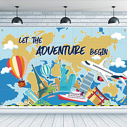 Polyester Hanging Banner Sign, Rectangle with Word, Party Decoration Supplies Celebration Backdrop, Word Let the Aoventure Begin, Travel Themed, 1100x1850mm(AJEW-WH0190-052)