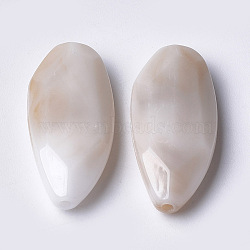 Acrylic Beads, Imitation Gemstone, Faceted, Oval, Old Lace, 31x14.5x7mm, Hole: 2mm(X-OACR-T006-141B)