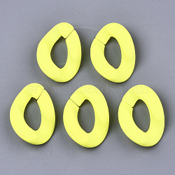 Opaque Spray Painted Acrylic Linking Rings, Fluorescence, Quick Link Connectors, for Curb Chains Making, Unwelded, Twist, Yellow, 29x20.5x6mm, Inner Diameter: 8x16mm(OACR-R249-03D)