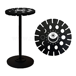 Wooden Wheel, Wooden Display Shelf, Black Holder Stand, Rustic Divination Pendulum Storage Rack, Witch Stuff, Moon Phase Pattern, Wheel: 120x8mm, 2pcs, Studdle: 288x12mm, 1pc(DJEW-WH0046-035)