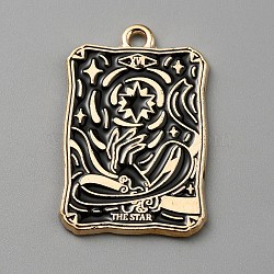 Alloy Enamel Pendants, Light Gold, Rectangle with Tarot, Palm, 28x18x1.4mm, Hole: 1.6mm(ENAM-WH0064-24J)