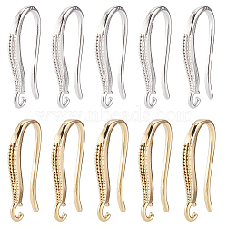 24Pcs 2 Colors Brass Earring Hooks, Cadmium Free & Lead Free, Mixed Color, 15x9x2mm, Hole: 1.4mm, Pin: 0.8mm, 12pcs/color(KK-SC0006-54)