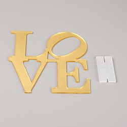 Custom Acrylic Display Holder, Word Love, Gold, 15.5x15x0.25cm(AJEW-WH0188-97A)