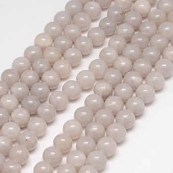 Natural Yellow Jade Beads Strands, Dyed, Round, Thistle, 6mm, Hole: 1mm, about 70pcs/strand, 15.75 inch