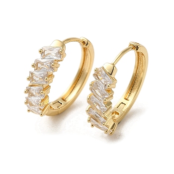 Brass Micro Pave Cubic Zirconia Hoop Earrings, Golden, 22x6mm