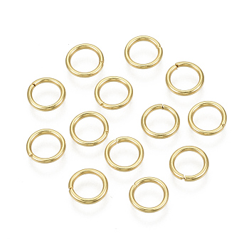 304 Stainless Steel Open Jump Rings, Metal Connectors for DIY Jewelry Crafting and Keychain Accessories, Real 18k Gold Plated, 18 Gauge, 7x1mm, Inner Diameter: 5mm