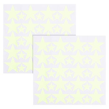 Star Fluorescent PVC Wall Stickers, Self-adhesive Glow in the Dark Decals, for Kids' Room Wall Decorations, Green Yellow, 200x200x0.4mm, Stickers: 25x25mm & 50x50mm, 35pcs/sheet