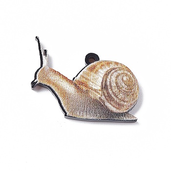 Cute Simulation Animal Opaque  Acrylic Pendants, Snail, 27x20.5x3mm, Hole: 1.5mm, 10pcs/bag