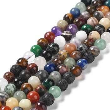 16 inch Round Gemstone Strands, Mixed, about 95pcs/strand, 4mm in diameter, hole:0.8mm