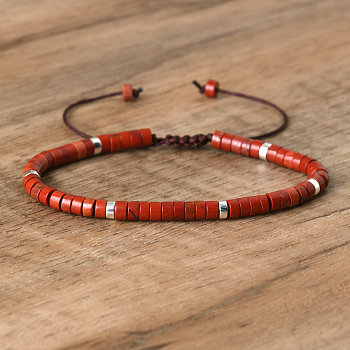 Natural Red Jasper Beaded Braided Bracelets, Adjustable Women's Bracelets, 