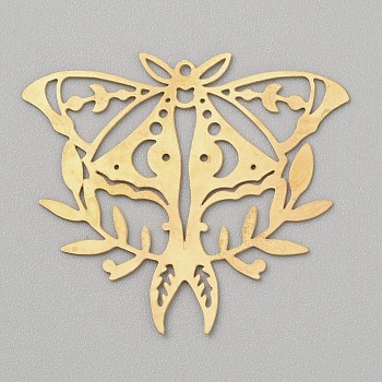 Raw(Unplated) Brass Pendants, Butterfly, 34.5x39x0.5mm, Hole: 1.2mm
