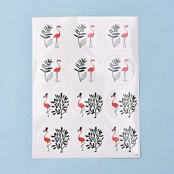 Scrapbooking Stickers, Envelope Label Decorative Sticker, for DIY Scrapbooking, Picture Album, Flamingo Pattern, 13.8x10.5x0.02cm, 12pcs/sheet