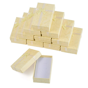 Cardboard Bracelet Storage Boxes, Rectangle with Bowknot, Light Yellow, 8.1x5.05x2.8cm