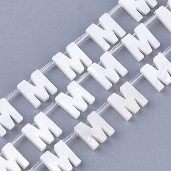 Freshwater Shell Beads, Top Drilled Beads, Letter.M, 10x9x3mm, Hole: 0.8mm