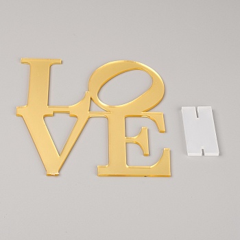 Custom Acrylic Display Holder, Word Love, Gold, 15.5x15x0.25cm