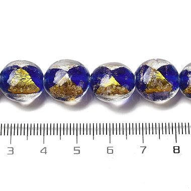 perles rondes plates faites à la main en sable doré et en sable argenté(FOIL-C001-02I)-4