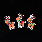 Christmas 2-Hole Spray Painted Maple Wooden Buttons, Single-Sided Printed, Christmas Reindeer/Stag, Sandy Brown, 40x25.5x2mm, Hole: 1.6mm(WOOD-N005-43)