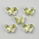 Transparent Glass Beads, Butterfly, Dark Khaki, 10x14.5x5.5mm, Hole: 1mm(GLAA-WH0058-006F)