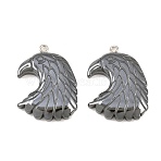 Non-magnetic Hematite Pendants, Grade A, with Iron Findings, Eagle/Hawk Charm, Black, 34x25x3mm, Hole: 2mm(G-Q894-19)
