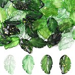 60Pcs 3 Styles Transparent Glass Pendants, Leaf Charms, Mixed Color, 27.5~28x17x3.5~3.7mm, Hole: 1~1.2mm, 20pcs/style(GLAA-YW0002-62)