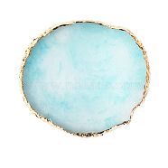 Resin Wax Seal Mats, for Wax Seal Stamp, Oval with Marble Pattern, Pale Turquoise, 95~100x85~90x7.5mm(STAM-PW0003-10F-05)