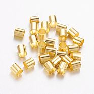 Brass Crimp Beads, Tube, Cadmium Free & Nickel Free & Lead Free, Golden, 3x3mm, Hole: 2.5mm, about 450pcs/10g(X-KK-L017-G)