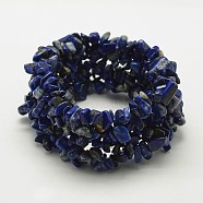 Chip Lapis Lazuli Beads Stretch Bracelets, Blue, 50mm(2 inch)(X-BJEW-F226-03)