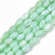 Natural Freshwater Shell Beads Strands, Dyed, Rice, Aquamarine, 5x3mm, Hole: 0.9mm, about 80~83pcs/strand, 14.76 inch~15.55 inch(37.5~39.5cm)(SHEL-N003-25-B03)