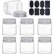 Mini Glass Bottles with Aluminum Cap Screw Top Lids, Chalkboard Sticker Labels, for DIY Art Craft Storage, Clear, 5.6x4.7cm, Capacity: 50ml(CON-BC0006-07)