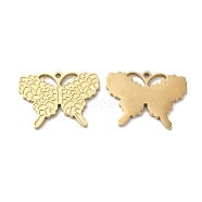 Ion Plating(IP) 316L Surgical Stainless Steel Pendants, Butterfly Charm, Textured, Real 18K Gold Plated, 13x18x1mm, Hole: 1mm(STAS-H213-86G)
