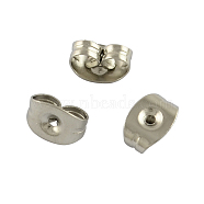 201 Stainless Steel Ear Nuts, Friction Earring Backs for Stud Earrings, Stainless Steel Color, 6x4.5x3mm, Hole: 0.7mm(X-STAS-S028-11)