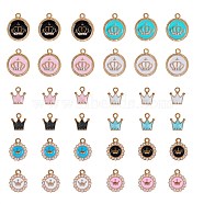 36Pcs 12 Styles Alloy Enamel Pendant Sets, with Resin Imitation Pearl and Crystal Resin Rhinestone, Crown, Mixed Color, 3Pcs/Style(sgENAM-SZ0001-34)