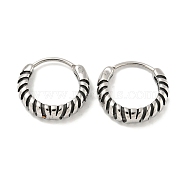 316 Surgical Stainless Steel Hoop Earrings, Groove, Antique Silver, 14.5x4.5mm(EJEW-D096-09A-AS)