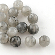 Round Imitation Gemstone Acrylic Beads, Gray, 6mm, Hole: 1.5mm, about 4100pcs/500g(OACR-R029-6mm-04)