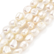 Natural Keshi Pearl Cultured Freshwater Pearl Beads Strands, Baroque Pearls, Two Sides Polished, Grade 3A, Old Lace, 3~4mm, Hole: 0.5mm, about 33pcs/strand, 7.09''(18cm)(PEAR-P062-25B)