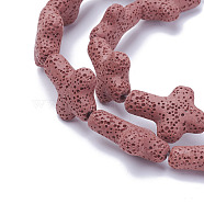 Natural Lava Rock Beads Strands, Cross, Dyed, Dark Red, 25~27x19~19.5x7.5~8mm, Hole: 1.5mm, about 16pcs/strand, 16.5 inch(42cm)(X-G-L498-E12)