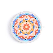 Porcelain Cup Mats, Flat Round Shape Mandala Pattern Coaster, White, 90mm(PW22061145200)