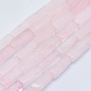 Natural Rose Quartz Beads Strands, Cuboid, 12.5~13.5x3~5x3~4.5mm, Hole: 1mm, about 30~32pcs/strand, 15.1~15.9 inch(38.5~40.5cm)(G-F631-E11)