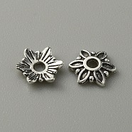 Tibetan Style Alloy Bead Cap, Flower, 6-Petal, Antique Silver, 8x1.5mm, Hole: 1.6mm, 50pcs/bag(FIND-CJC0004-41AS-03)