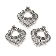 Tibetan Style Alloy Chandelier Component Links, Heart, Antique Silver, 60x53x1.7mm, Hole: 2.5 & 4.5mm, about 50pcs/500g(TIBE-B001-33AS)