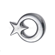 Non-magnetic Hematite Pendants, Round Ring with Star Charms, Hematite Plated, 27x21x4mm, Hole: 1mm(G-F740-08)